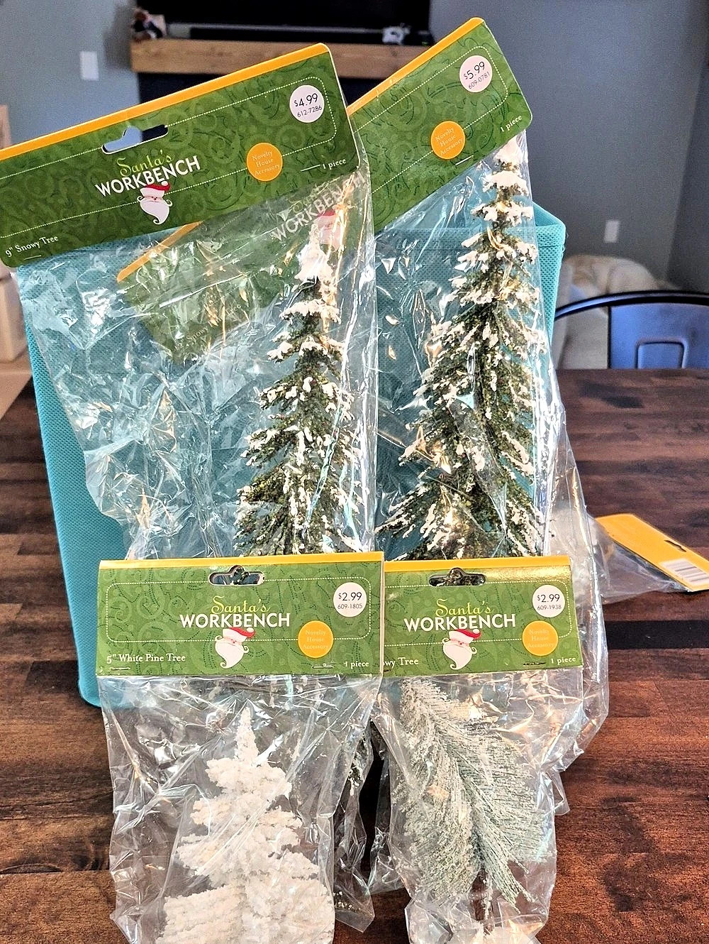 Santa's Workbench Snowy Tree / White Pine Tree Mini Decorations